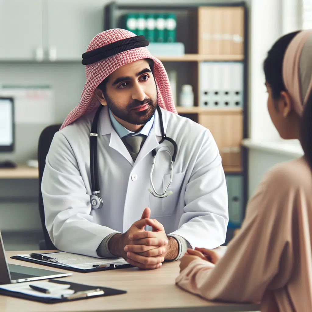 תמונה של רופא מדבר עם מטופל בקליניקה